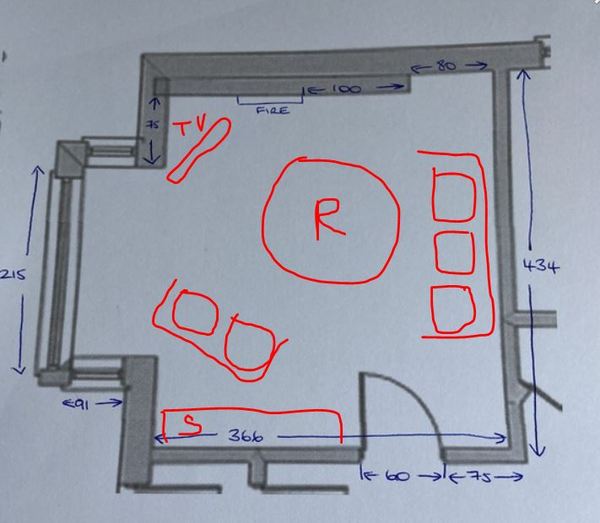 Help me design front room (with floor plan)