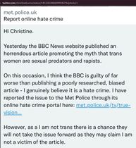 BBC article has been reported to police as a "Hate Crime".