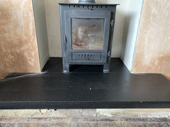 New log burner and hearth installed -How to lay carpet (with picture!)