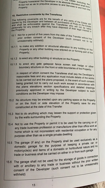 Garage conversion and restrictive covenants