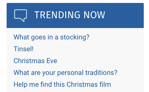 Please turn off “Trending in Christmas” or at least make the red less BRIGHT!