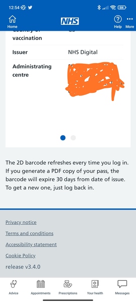 Covid passport expiry date on NHS app?