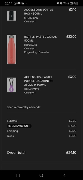 Chilly's up to 50% off and free engraving worth £10