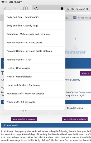 Hiding topics not threads