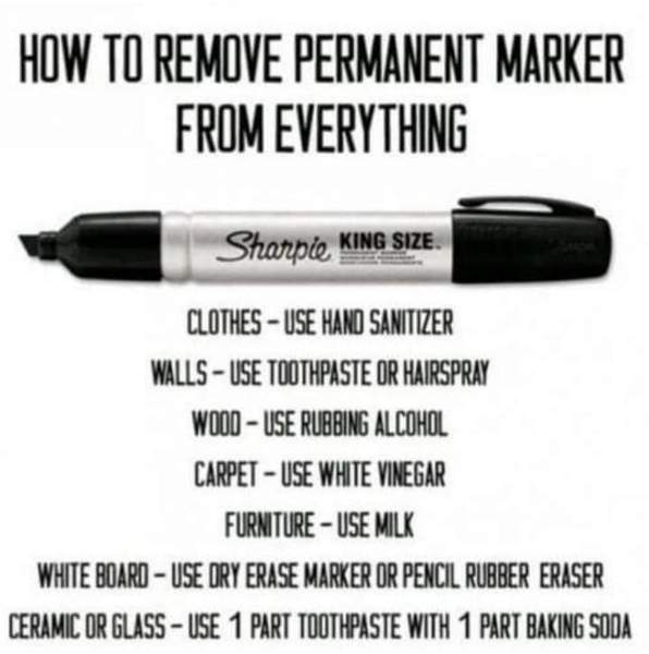 To ask how to remove sharpie from multiple surfaces?!!