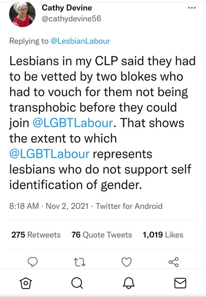 Evidence of TRA /Gender Idealogue Homophobia