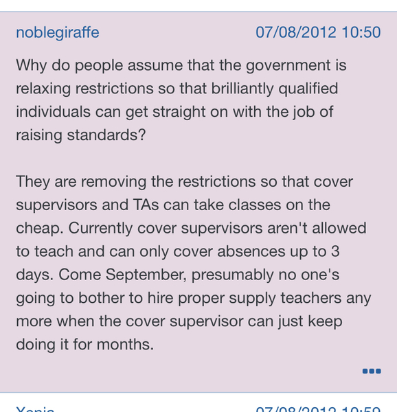 ....to think my daughter's class has a right to a qualified teacher?