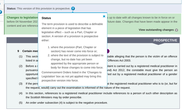 Scottish legislation where gender was replaced with sex