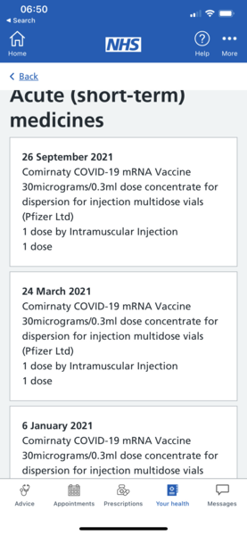 Vaccination card for booster