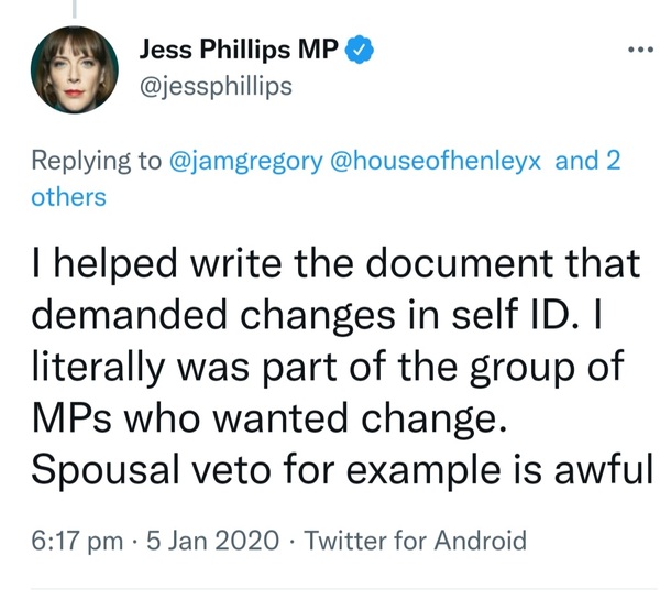 Jess Phillips says no constituent has ever raised this issue with her?