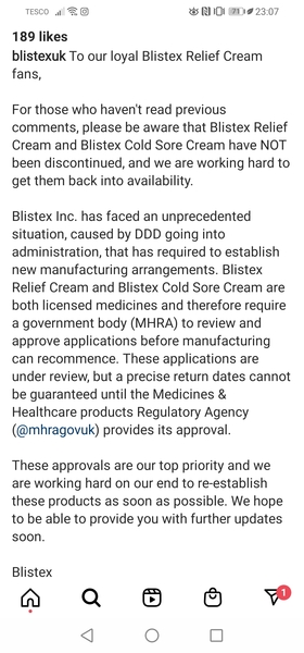 Blistex relief cream is coming back!!!