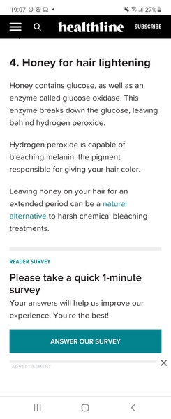 To be considering lightening my dark hair using honey