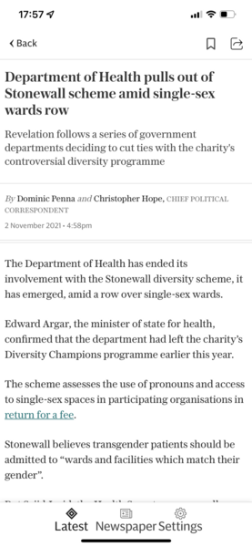 The Department of Health has ended its involvement with the Stonewall diversity scheme