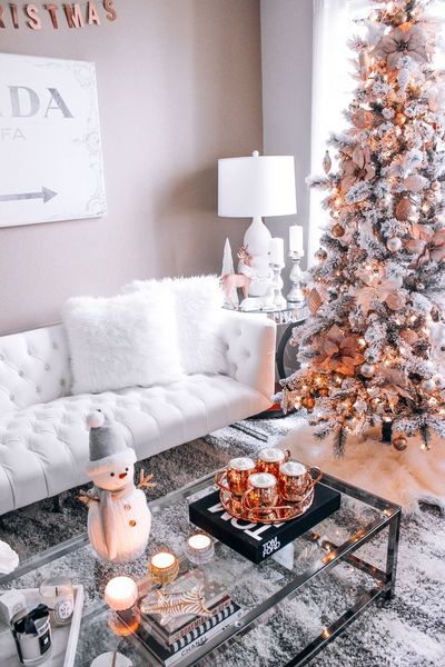 My living room is pink and grey but I don't want a pink/grey Christmas theme