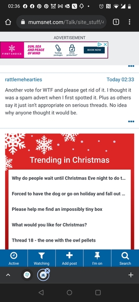 Please turn off “Trending in Christmas” or at least make the red less BRIGHT!