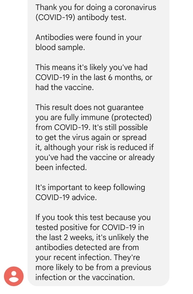 Currently having covid now received positive anti gen test