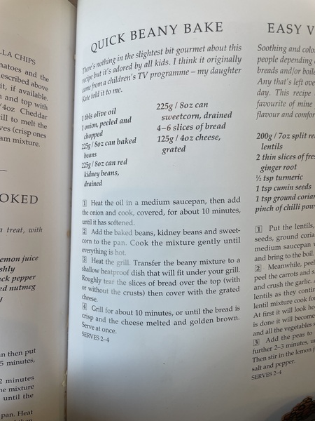 Easy nourishing, non demanding vegetarian dinner