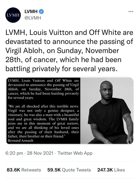 Virgil Abloh has died …
