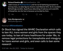Dawkins tweets support for Kathleen Stock