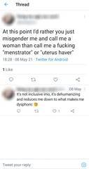 Anti trans for asking not to conflate sex with gender?