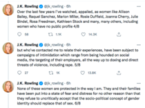 JK Rowling tweeting now about 3 actors who revealed her home address on Twitter