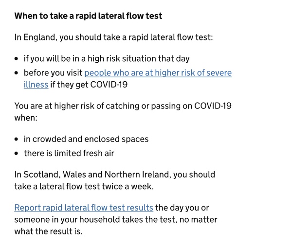 How often are you lateral flow testing?
