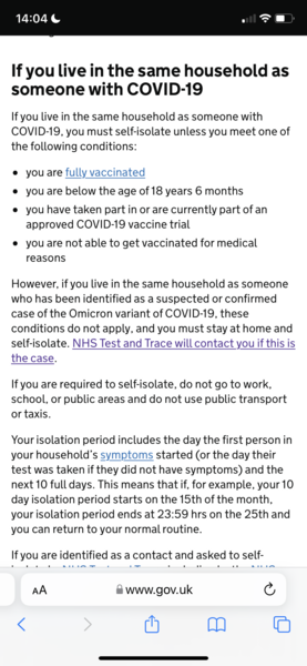 Im positive, does double vaxd dh need to isolate?