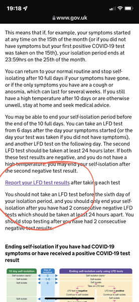 Registering day 6&7 LFT’s - compulsory?