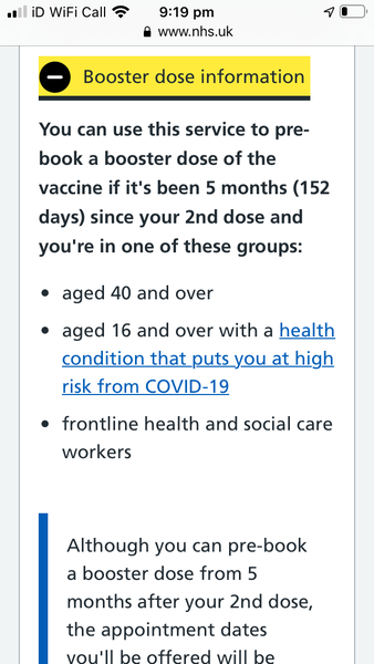 Not able to book booster