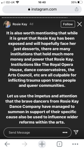 Choreographer Rosie Kay forced to resign from her own company