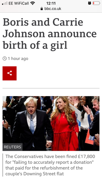 Boris J and Carrie have had a girl
