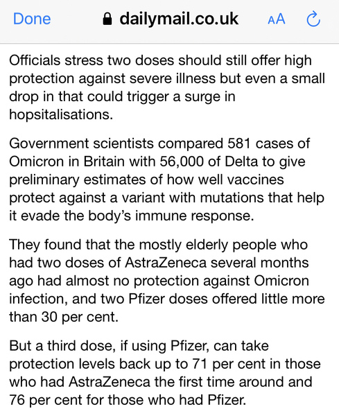 QUESTION about omicron/AZ/boosters efficacy.