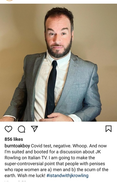 @burntoakboy - one to follow on Insta, speaking up for JKR today