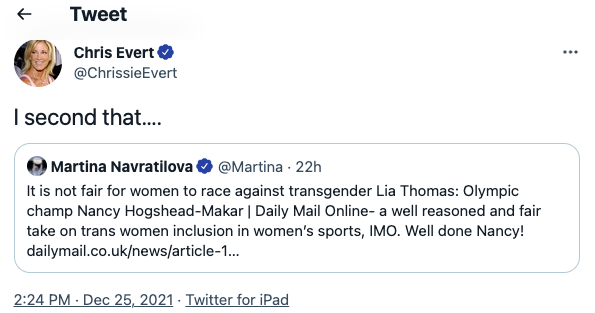 Chris Evert Supports Martina Navratilova