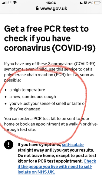 No PCR tests available in the whole of England.