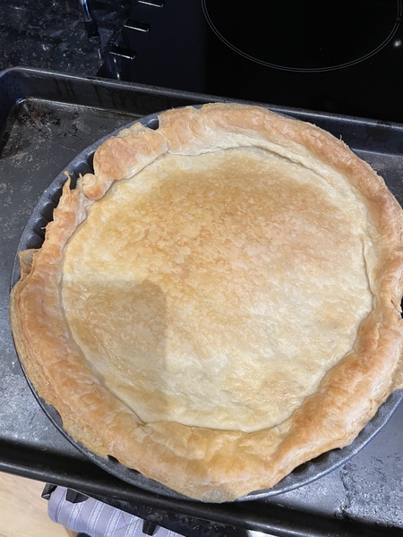 Trout Quiche recipe how best to serve hot, let it go cold, cold, lentils/baking beans
