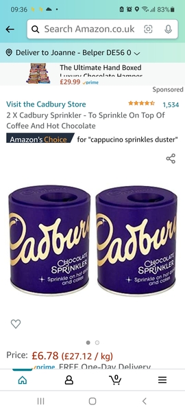 Cadbury chocolate sprinkler
