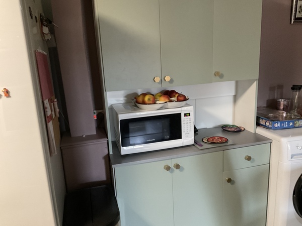 Kitchen cabinets wrapped.