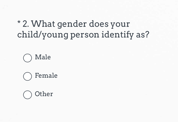 Parent carer survey and gender identity question