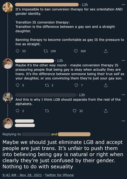 Evidence of TRA /Gender Idealogue Homophobia