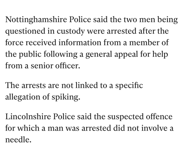 Are people really getting their drinks spiked and being spiked by injection without any other crime being committed?