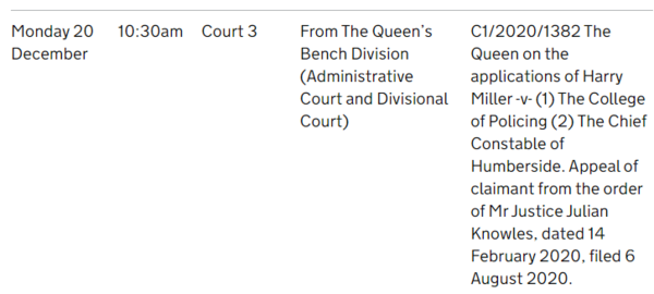 Miller v College Of Policing