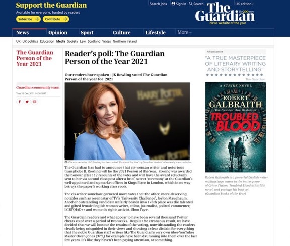 To think the Guardian is a joke re: JK Rowling?