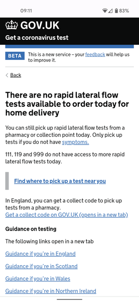 What to do if no lateral flow kits