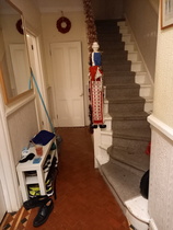 Advice on colours for dark narrow hall with dado rail and edwardian terracota tiles