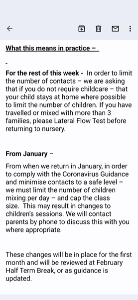 Nursery restrictions