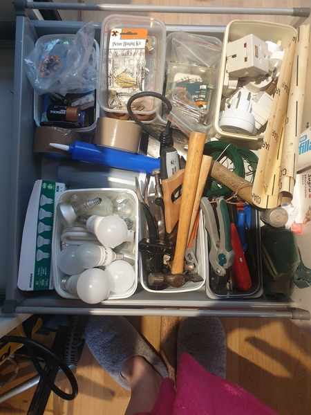 Help, tell me to start de-cluttering.  I have black bags, I have a cloth skip