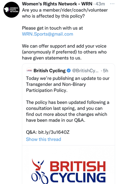 British Cycling have released their transgender policy