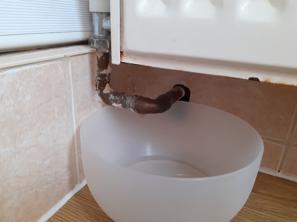 Leaking radiator feed pipe