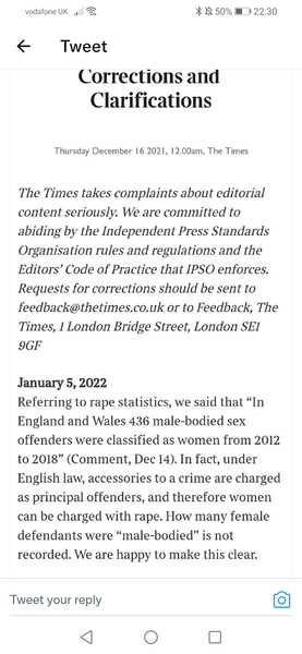 Correction from The Times